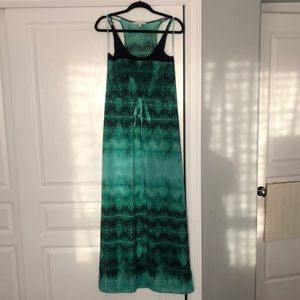 Long green printed dress